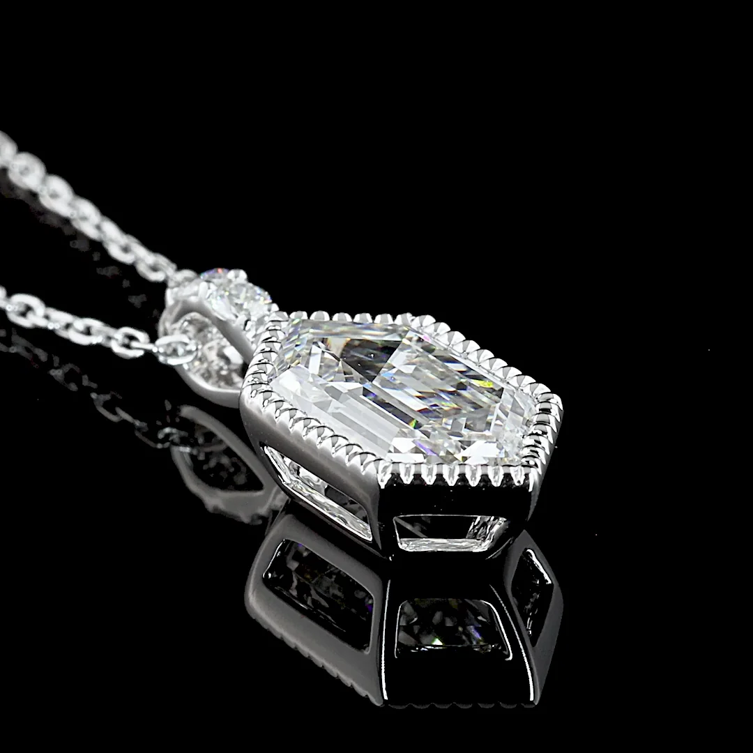 1.58 Cts 14k White Gold Step Marquise Shape Pendant Necklace - Image 4
