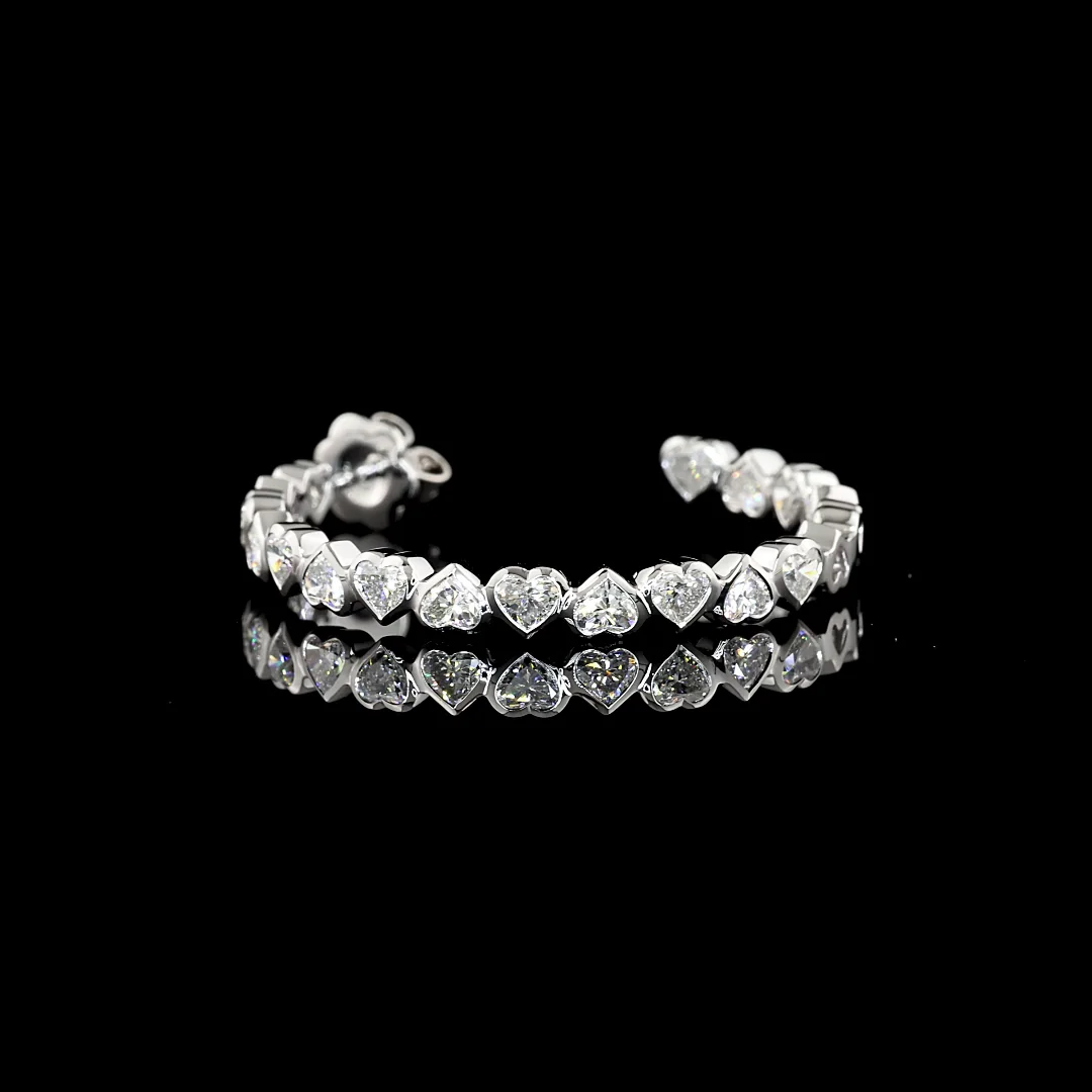 5.38 Cts 14k White Gold Heart Shape C Hoops Earring - Image 4