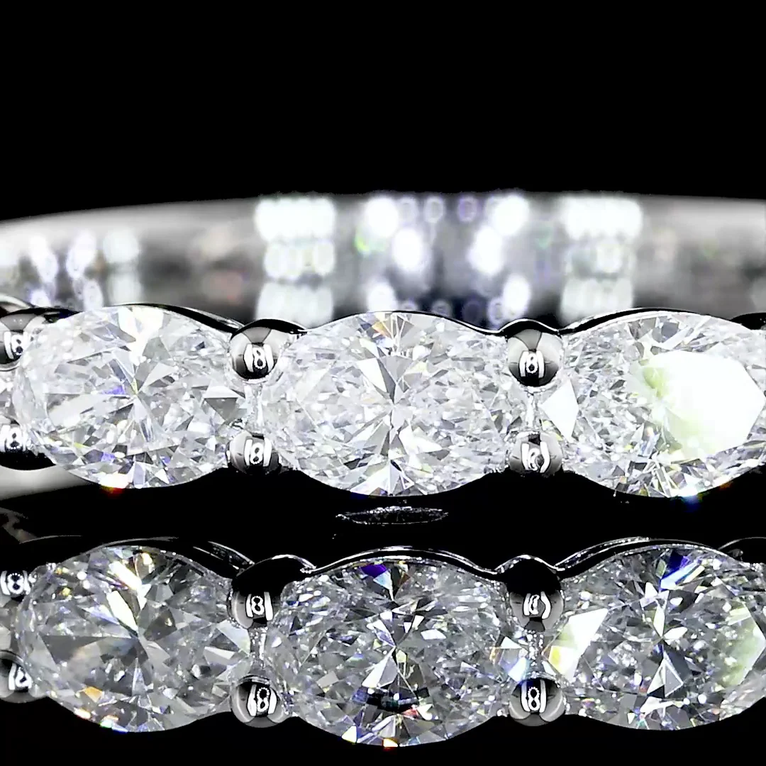 0.77 Cts 14k White Gold Oval Shape Half Eternity Eternity Band - Image 2