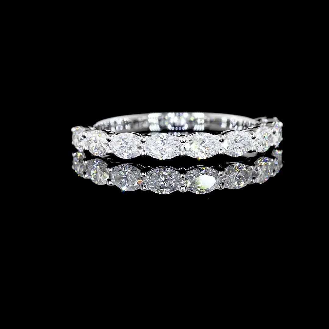 0.77 Cts 14k White Gold Oval Shape Half Eternity Eternity Band - Video