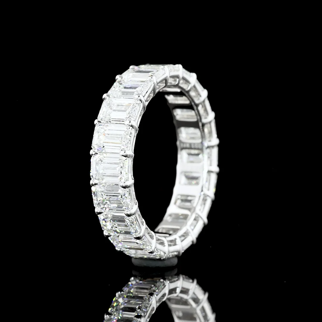 5.99 Cts 14k White Gold Emerald Shape Eternity Band Eternity Band - Image 4