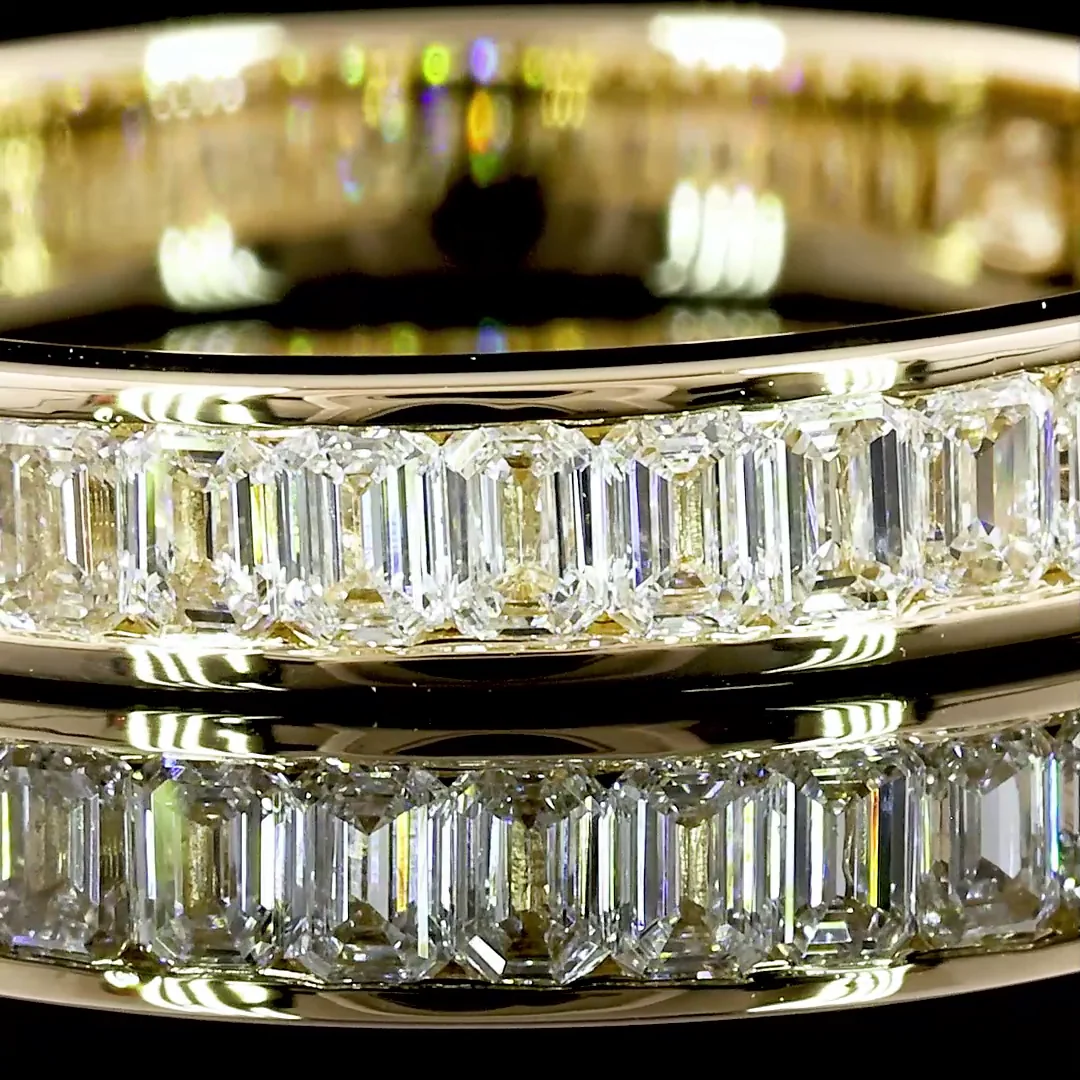 0.97 Cts 14k Yellow Gold Emerald Shape 3/4 Band Eternity Band - Image 2