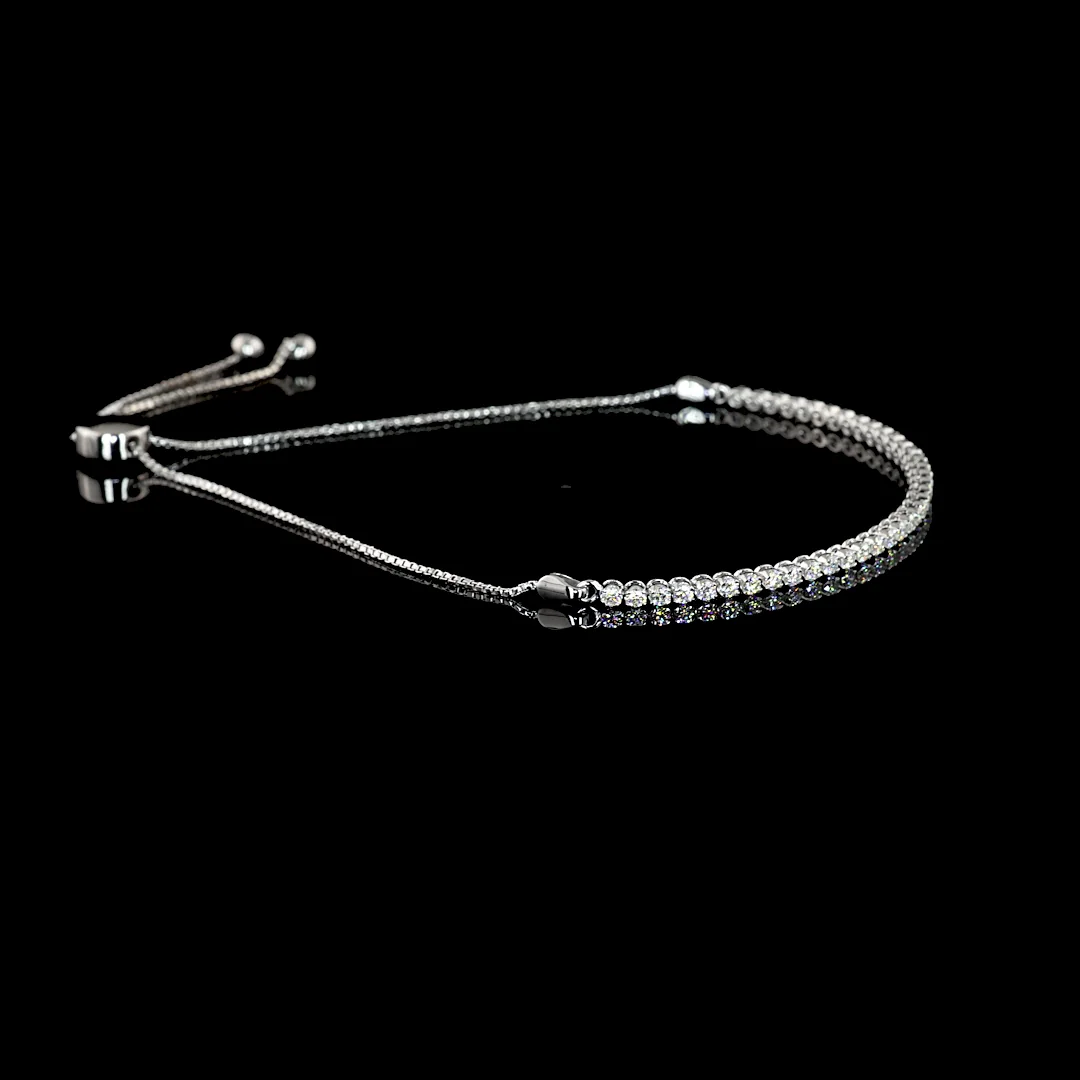 0.98 Cts 14k White Gold Round Shape Tennis Bracelet - Image 3