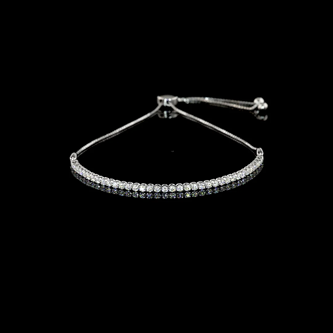 0.98 Cts 14k White Gold Round Shape Tennis Bracelet - Video