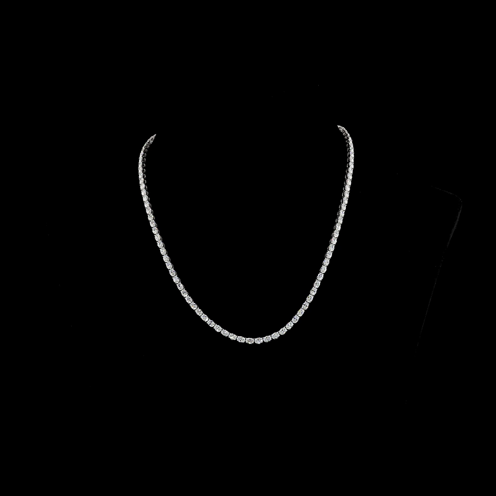 11.74 Cts 14k White Gold Oval Shape Tennis Necklace - Video