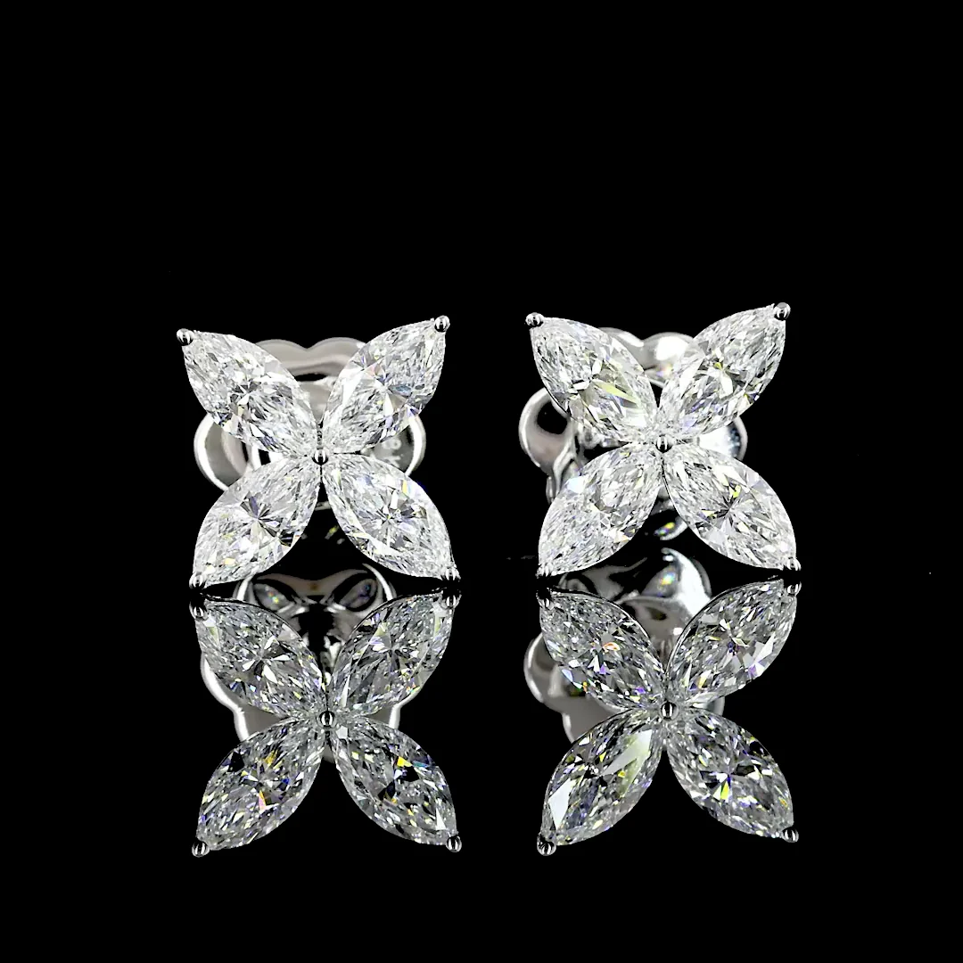 1.16 Cts 18k White Gold Marquise Shape Studs Earring - Image 2