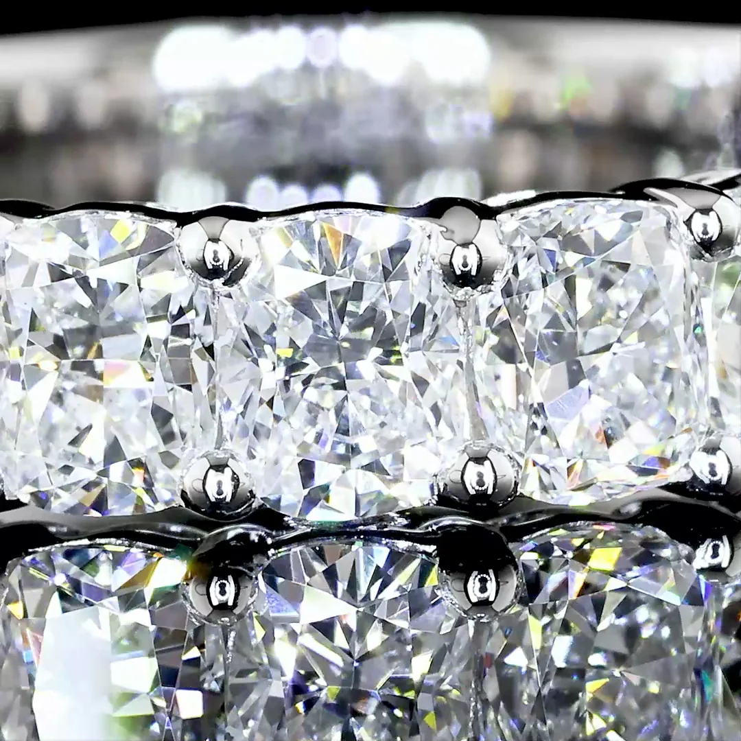 2.77 Cts 14k White Gold Cushion Brilliant Shape 3/4 Band Eternity Band - Image 2