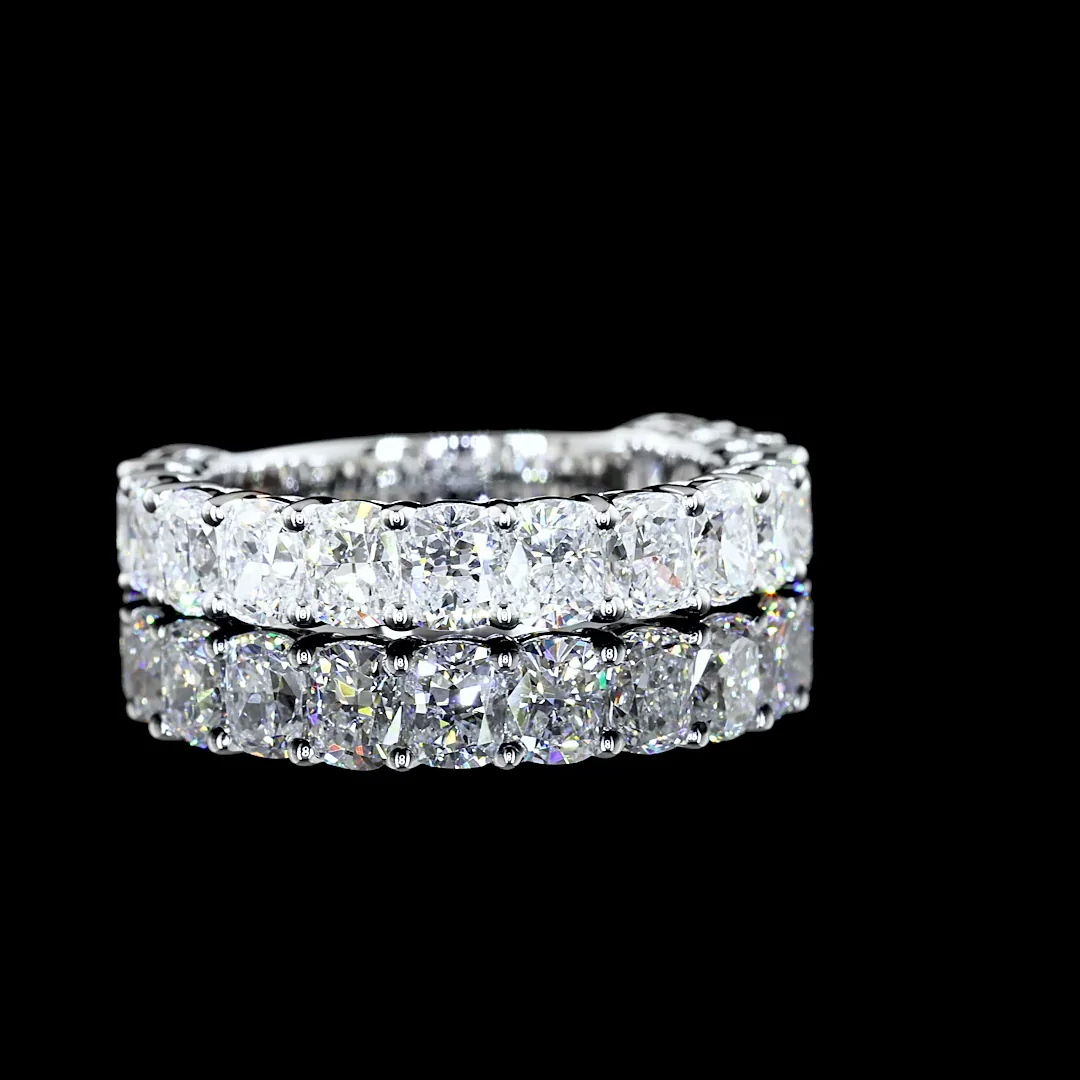 2.77 Cts 14k White Gold Cushion Brilliant Shape 3/4 Band Eternity Band - Video