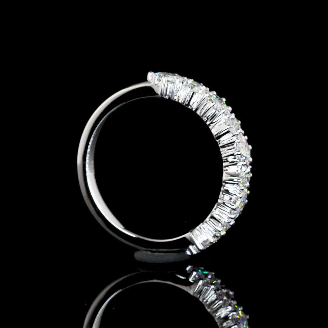 1.36 Cts 14k White Gold Mix Shape Half Eternity Eternity Band - Image 4