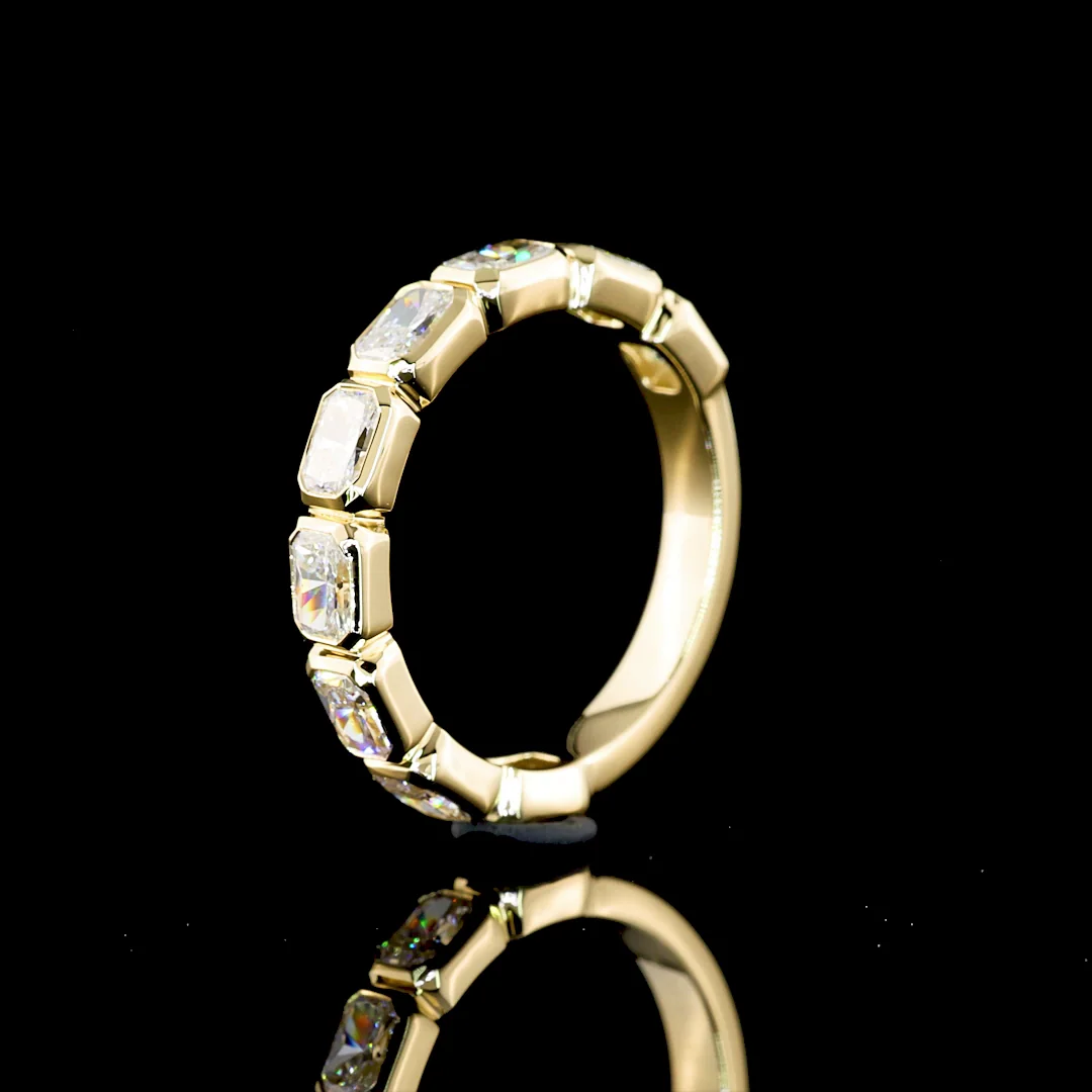 1.4 Cts 14k Yellow Gold Radiant Shape 3/4 Band Eternity Band - Image 4