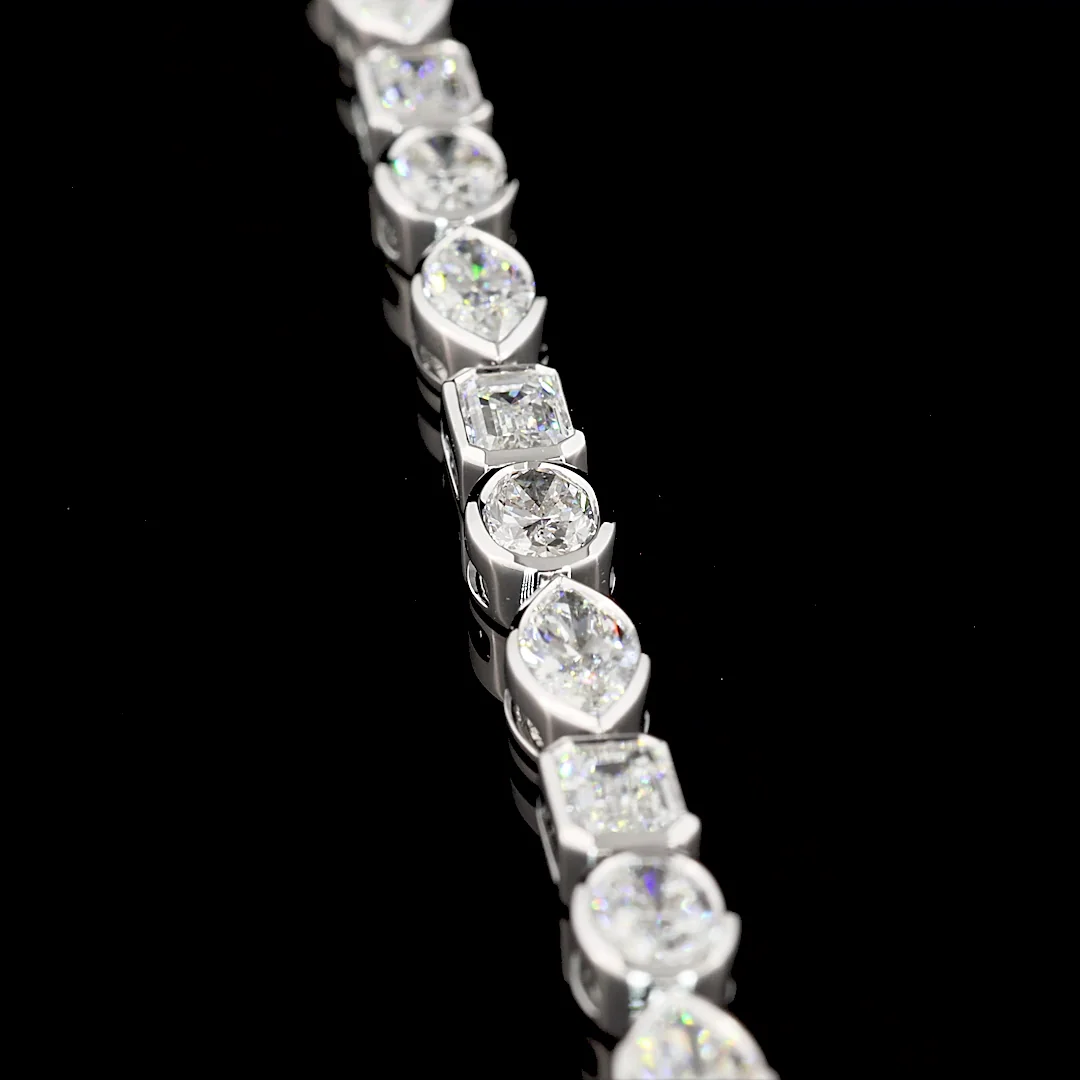 7.83 Cts 14k White Gold Mix Shape Tennis Bracelet - Image 3