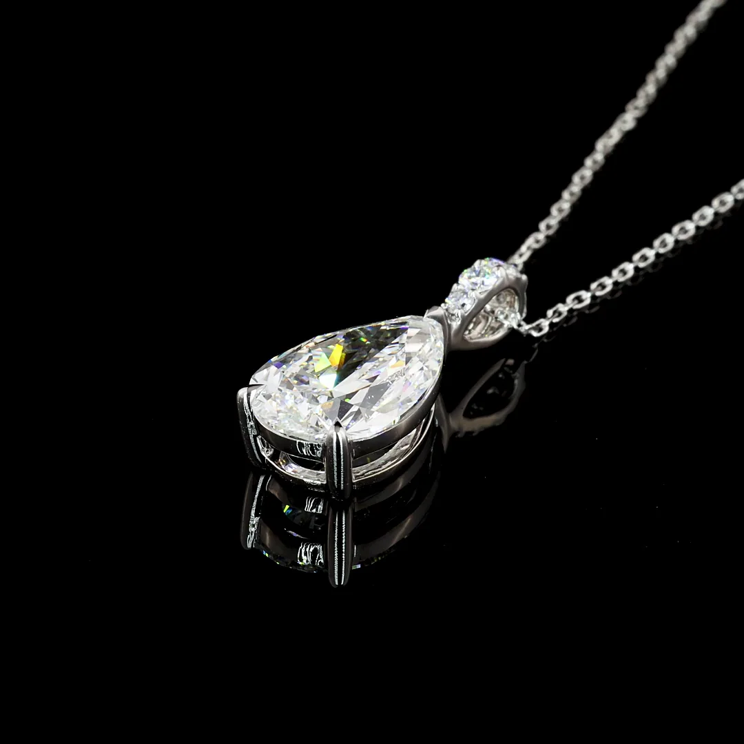 2.67 Cts 14k White Gold Pear Shape Pendant Pendant - Image 4