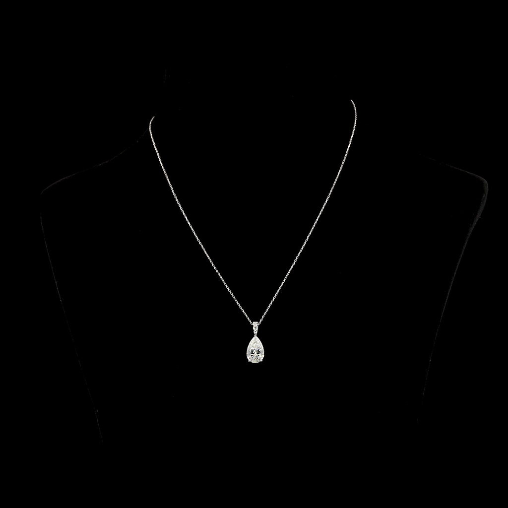 2.67 Cts 14k White Gold Pear Shape Pendant Pendant - Video