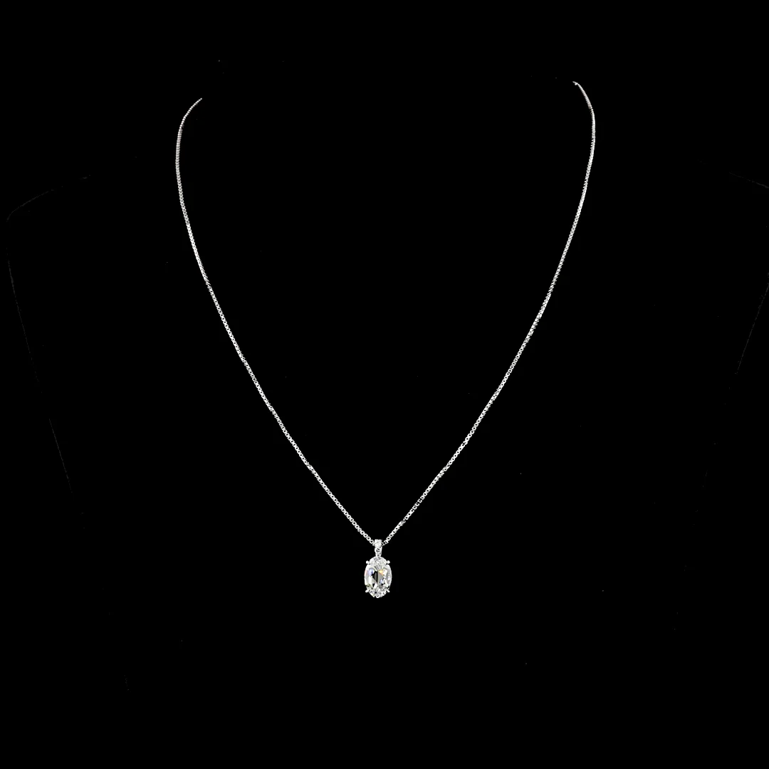 2.07 Cts 14k White Gold Antique Oval Shape Pendant Pendant - Video