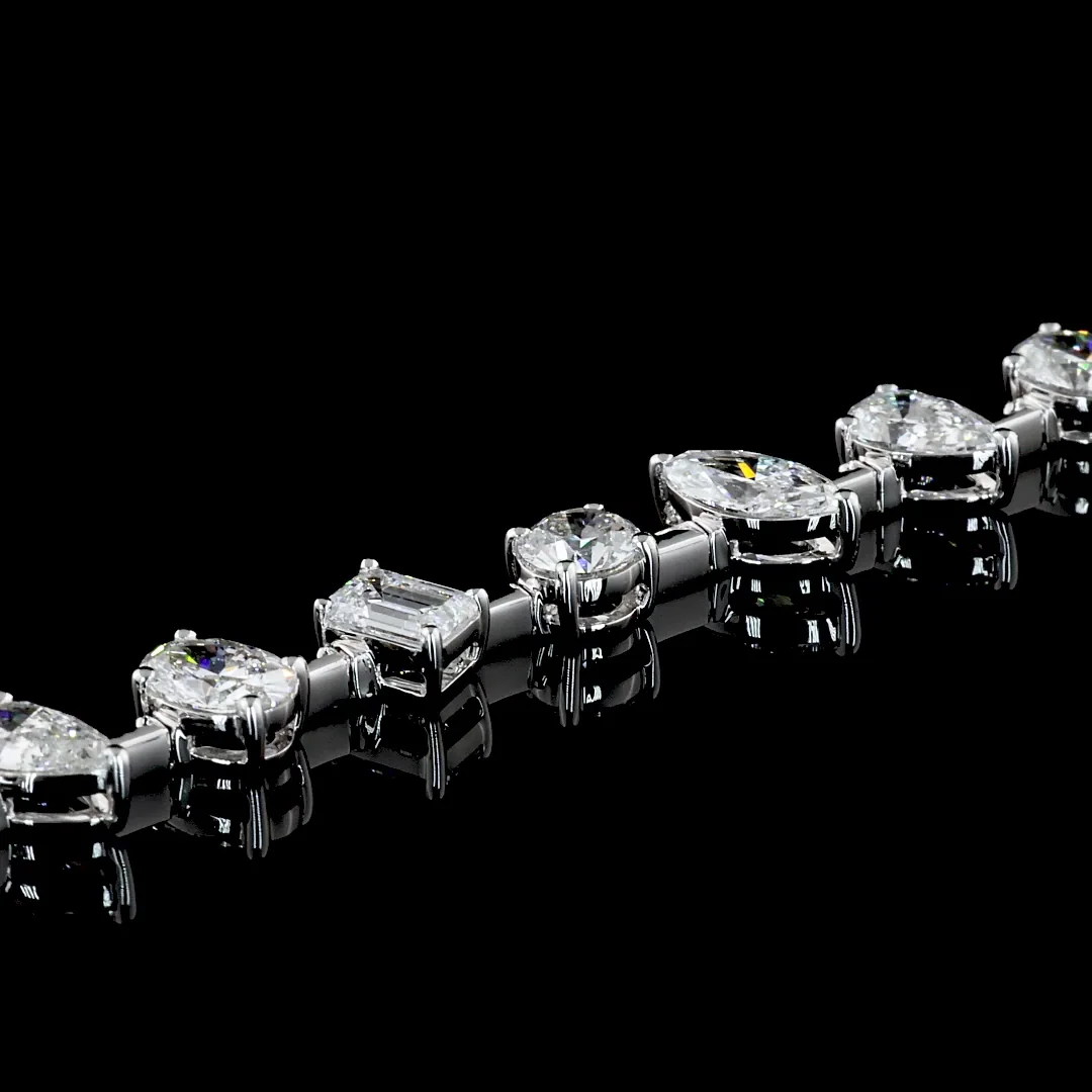 7.3 Cts 14k White Gold Mix Shape Tennis Bracelet - Image 2