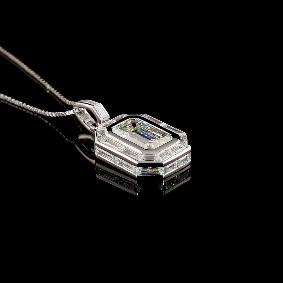 8.94 Cts 14k White Gold Mix Shape Pendant Pendant - Image 3