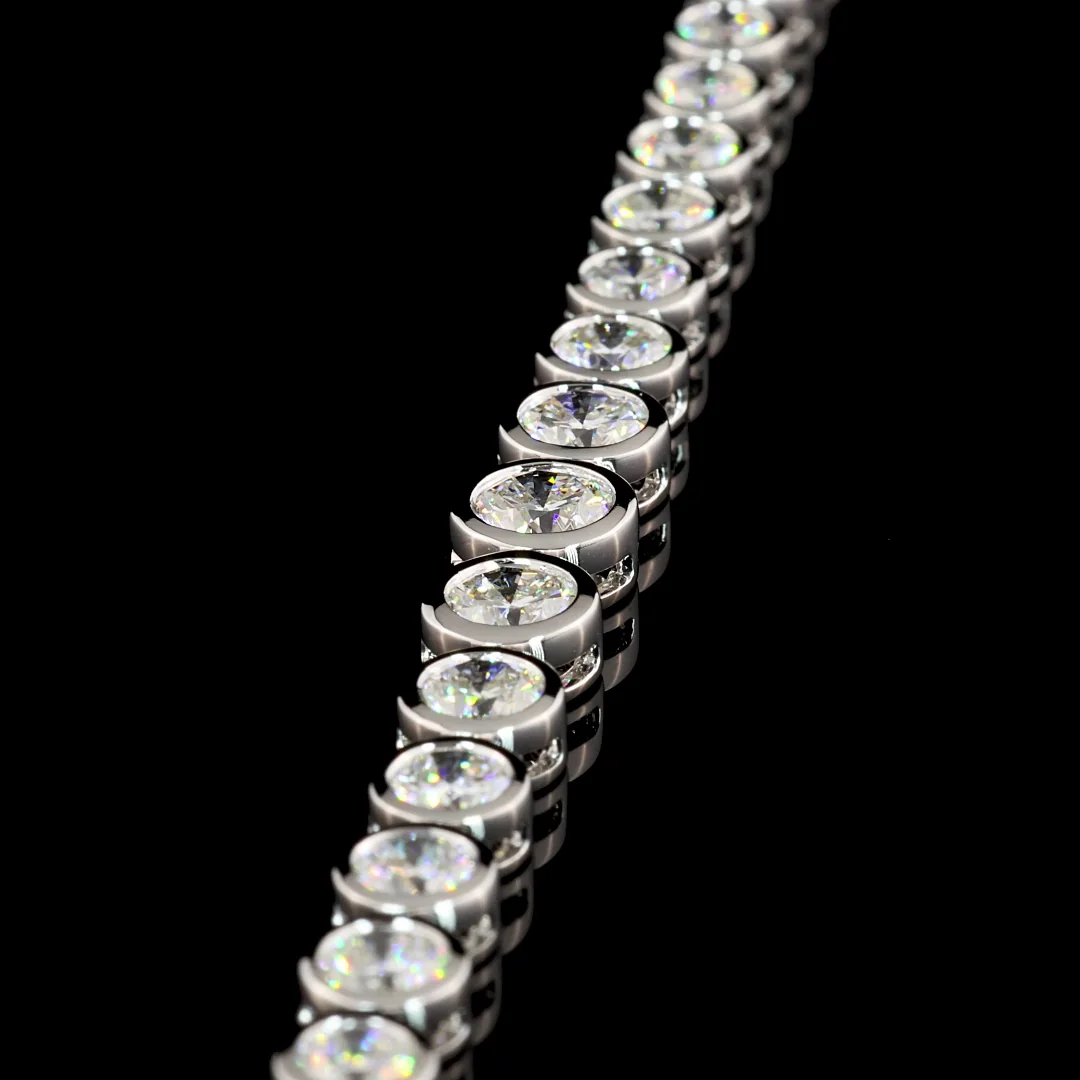 12.07 Cts 14k White Gold Round Shape Riviera Necklace - Image 3