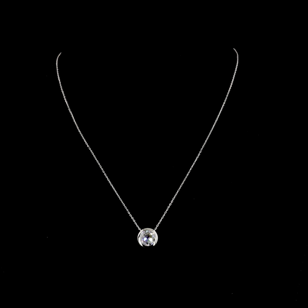 3.21 Cts 14k White Gold Old European Brilliant Shape Solitaire Pendant - Video