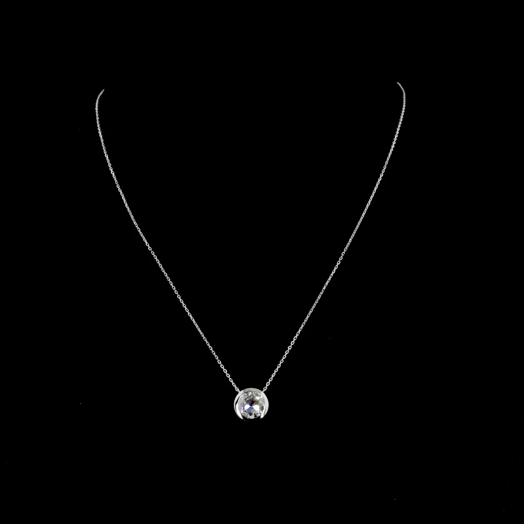 3.21 Cts 14k White Gold Old European Brilliant Shape Solitaire Pendant - Video