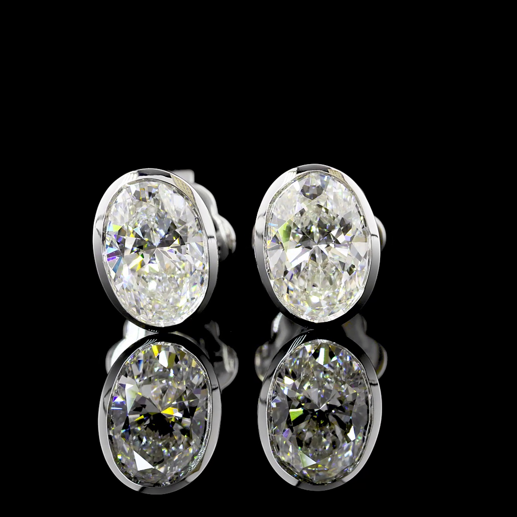 1.56 Cts 14k White Gold Oval Shape Studs Earring - Video