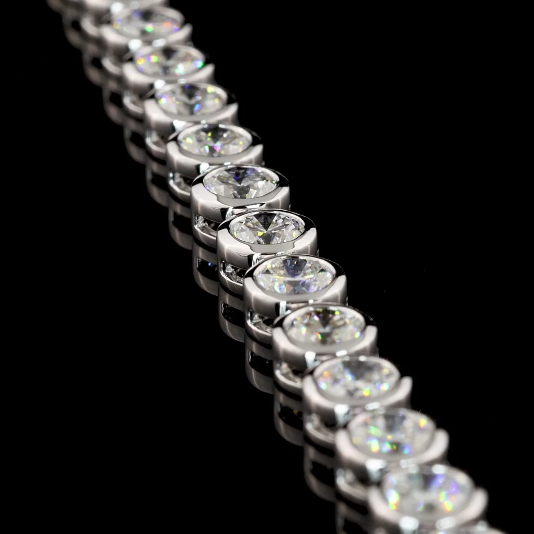 25.2 Cts 14k White Gold Round Shape Tennis Necklace - Image 4