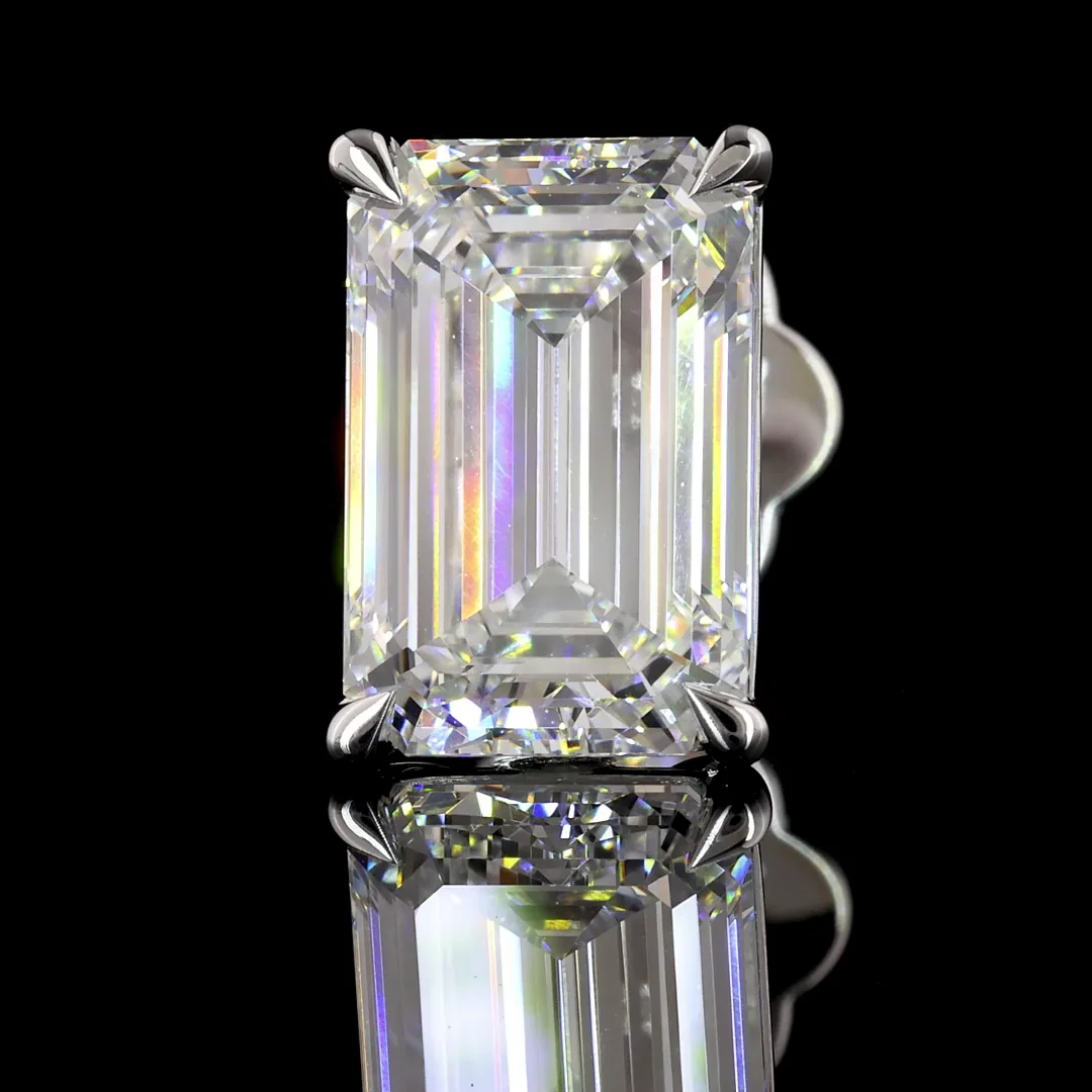 5.06 Cts 14k White Gold Emerald Shape Studs Earring - Image 3