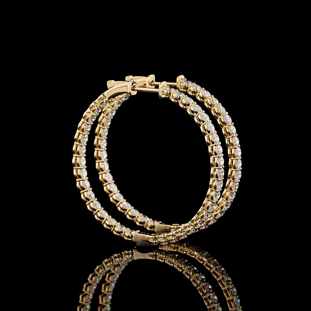 3.08 Cts 14k Yellow Gold Round Shape Hoops Earring - Video