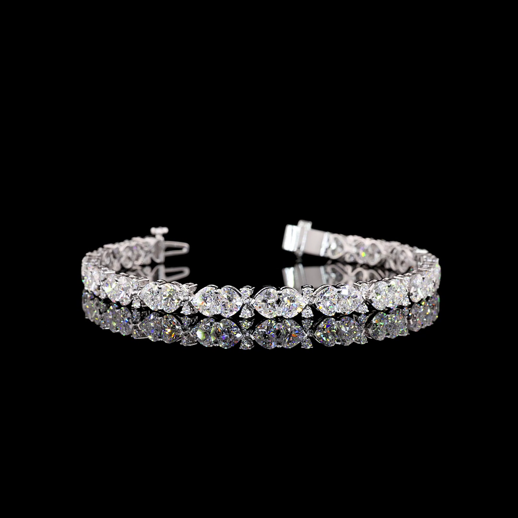 12.07 Cts 14k White Gold Mix Shape Tennis Bracelet - Video
