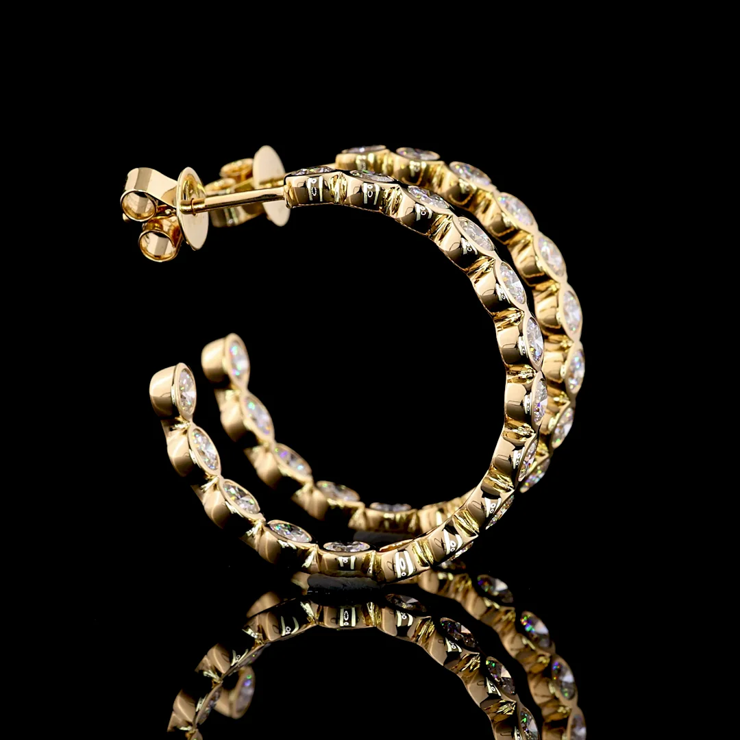 2.87 Cts 14k Yellow Gold Round Shape C Hoops Earring - Image 4