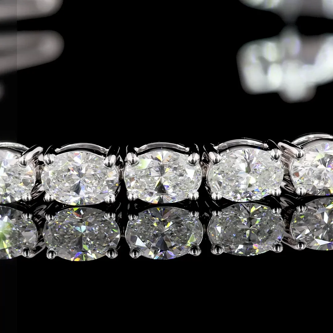 5.26 Cts 14k White Gold Oval Shape Tennis Bracelet - Image 4
