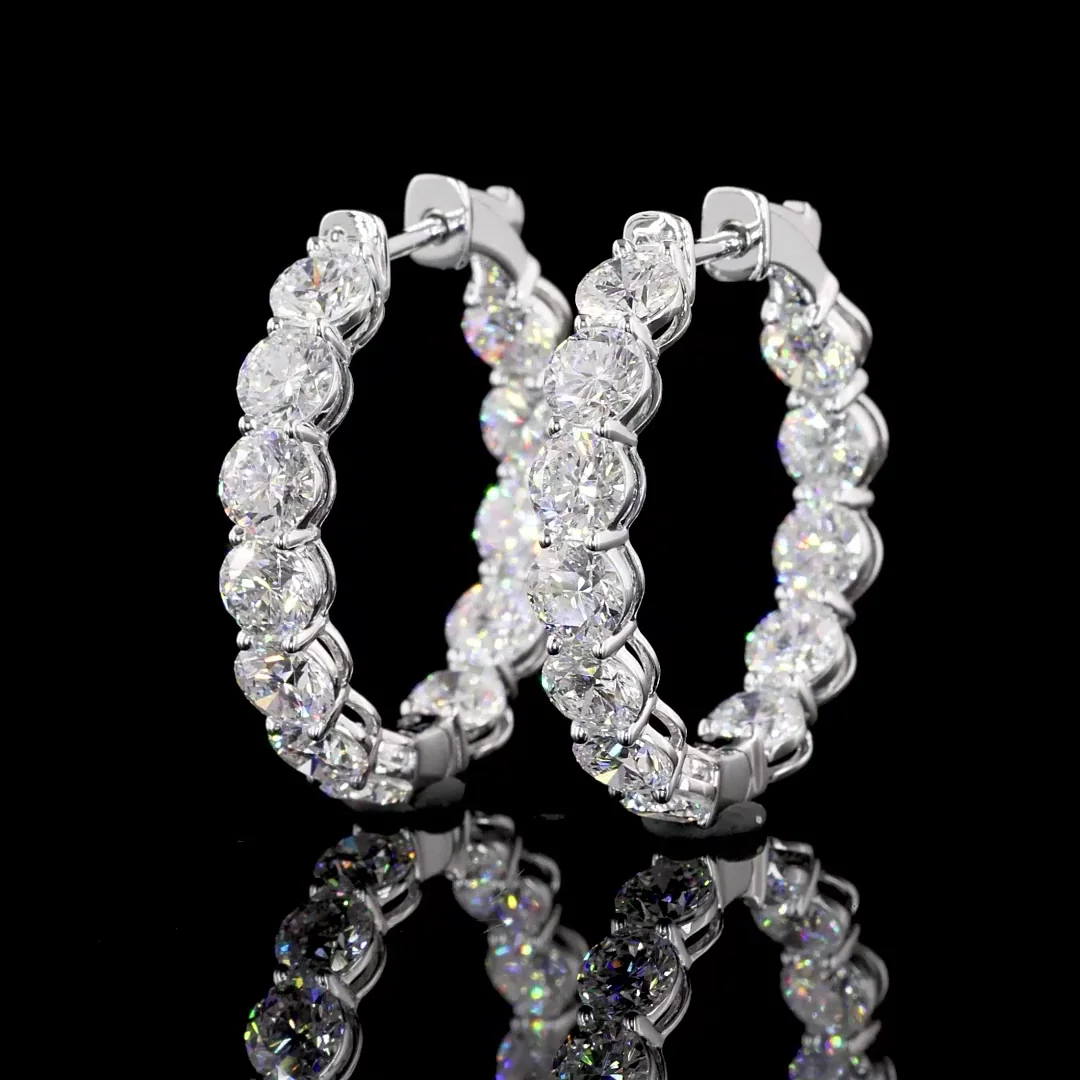 5.12 Cts 18k White Gold Round Shape Hoops Earring - Image 4