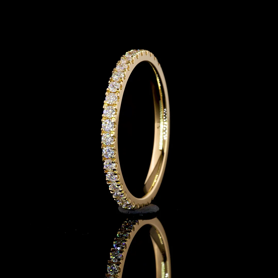 0.34 Cts 14k Yellow Gold Round Shape Half Eternity Eternity Band - Image 2