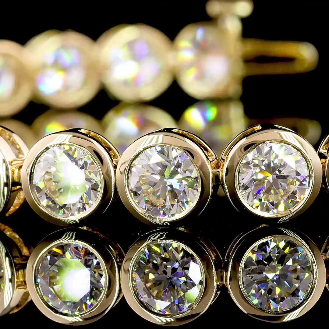 15.18 Cts 14k Yellow Gold Round Shape Tennis Bracelet - Image 3