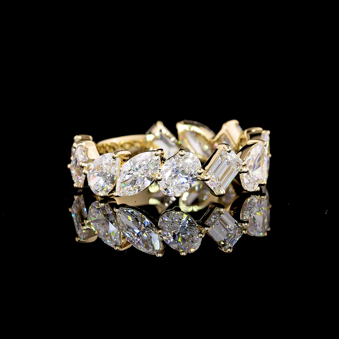 2.61 Cts 14k Yellow Gold Mix Shape 3/4 Band Eternity Band - Video