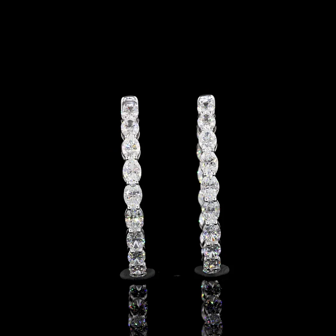 4.07 Cts 14k White Gold Oval Shape Hoops Earring - Image 2