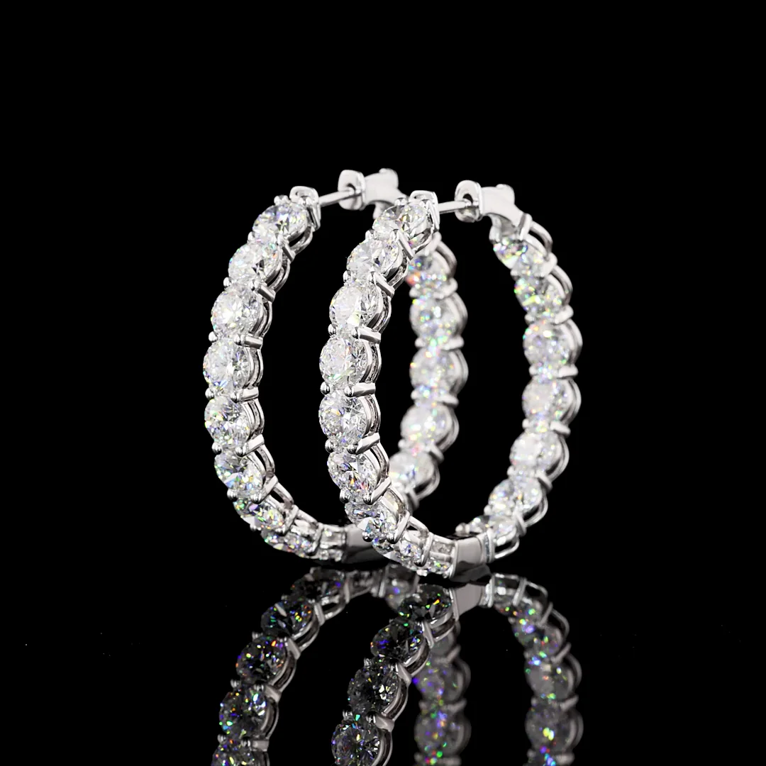 10.8 Cts 18k White Gold Round Shape Hoops Earring - Image 2