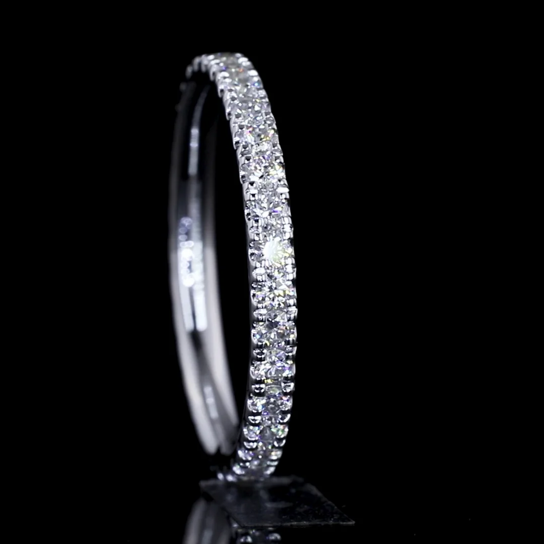 0.69 Cts 14k White Gold Round Shape 3/4 Band Eternity Band - Image 4