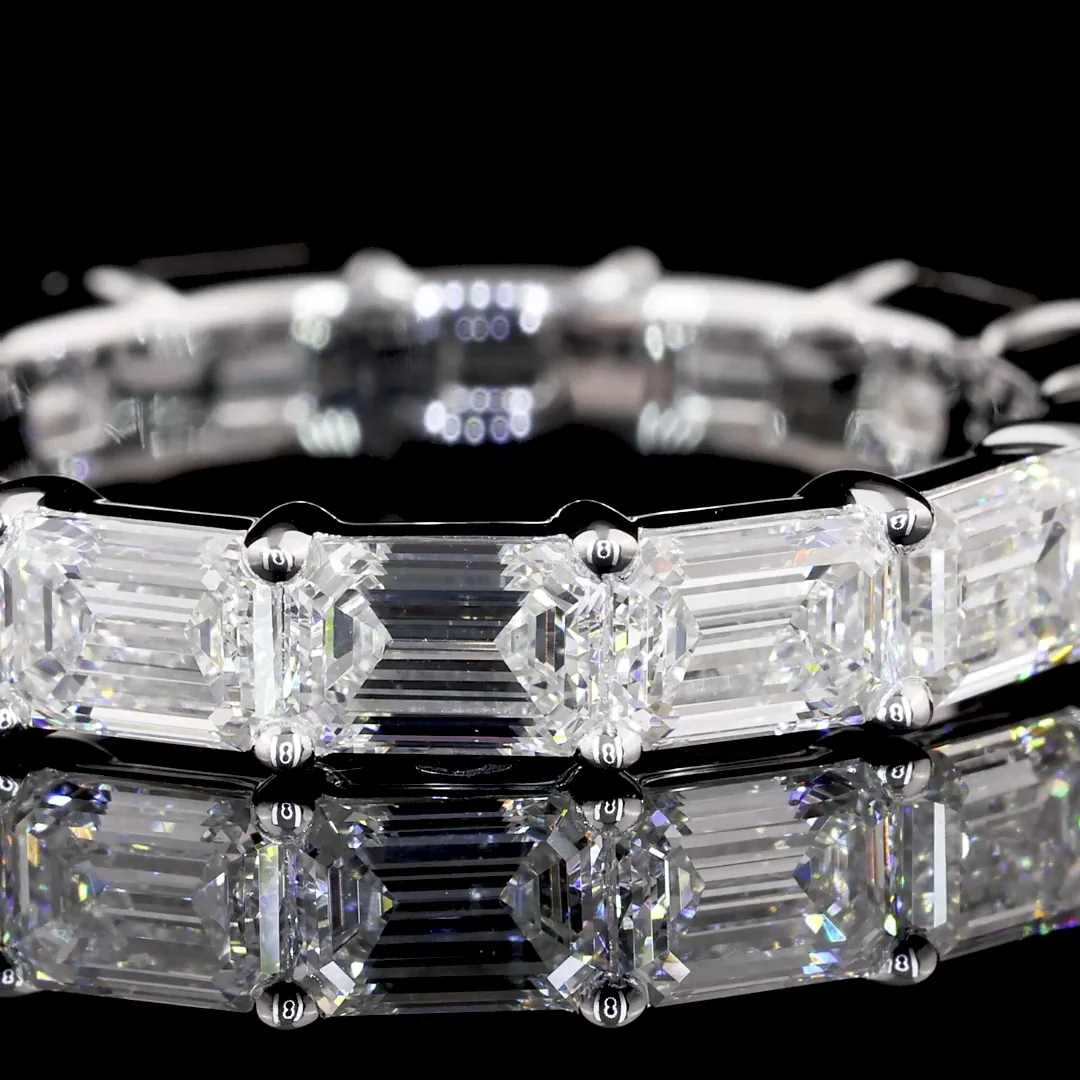 3.94 Cts 14k White Gold Emerald Shape Eternity Band Eternity Band - Image 2