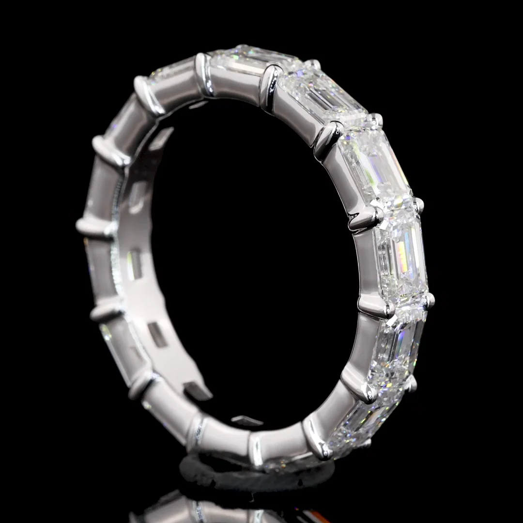 3.94 Cts 14k White Gold Emerald Shape Eternity Band Eternity Band - Image 3