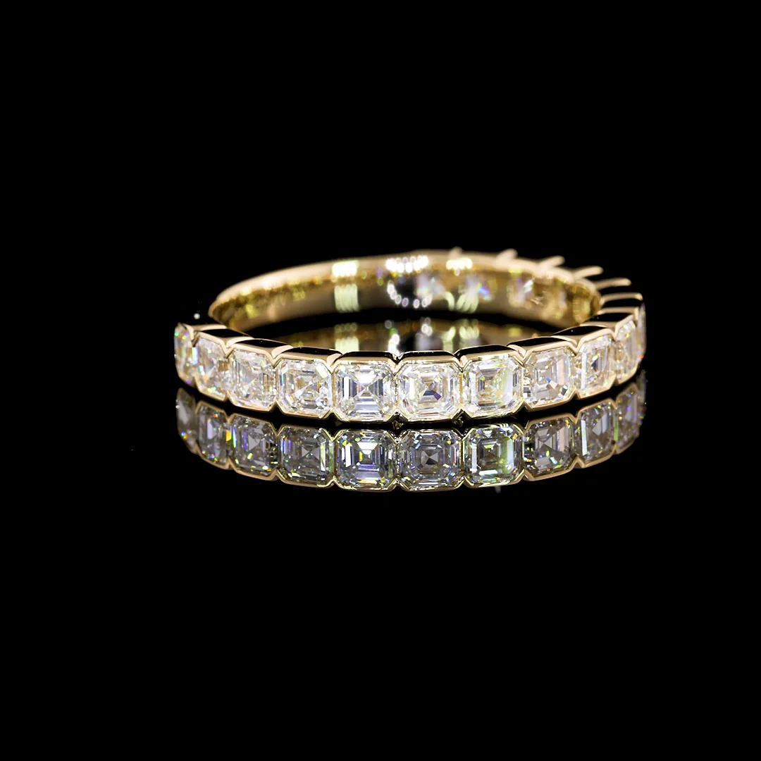 1.51 Cts 14k Yellow Gold Asscher Shape Half Eternity Eternity Band - Video