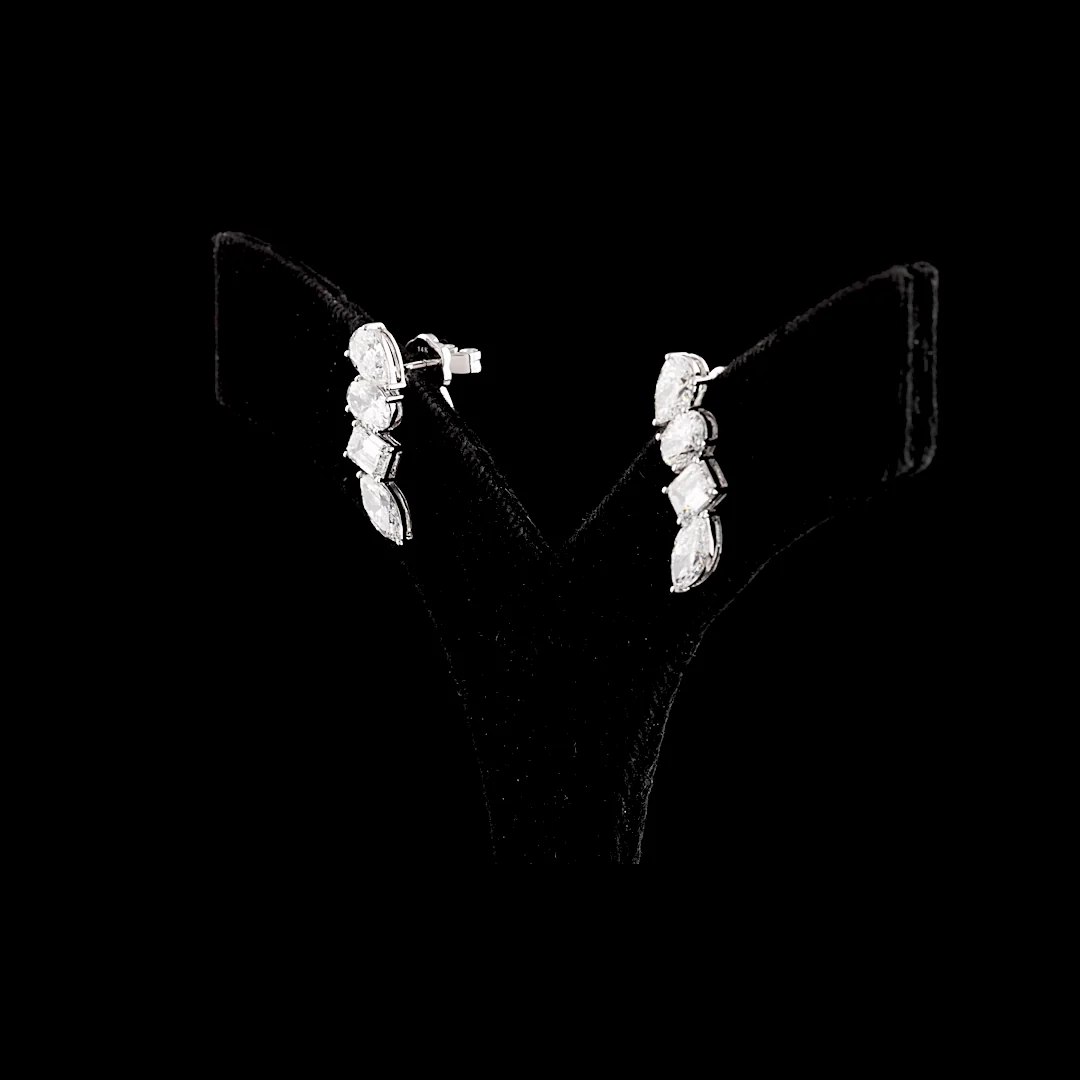 4.08 Cts 14k White Gold Mix Shape Crawler Earring - Image 2