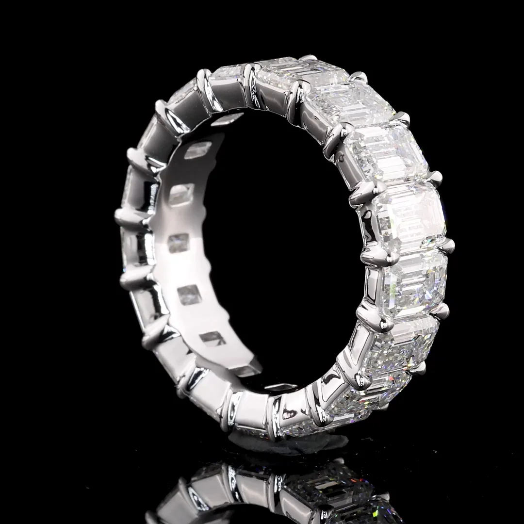 7.97 Cts 14k White Gold Emerald Shape Eternity Band Eternity Band - Image 3