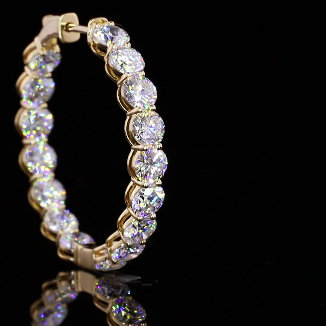 8.32 Cts 18k Yellow Gold Round Shape Hoops Earring - Image 3