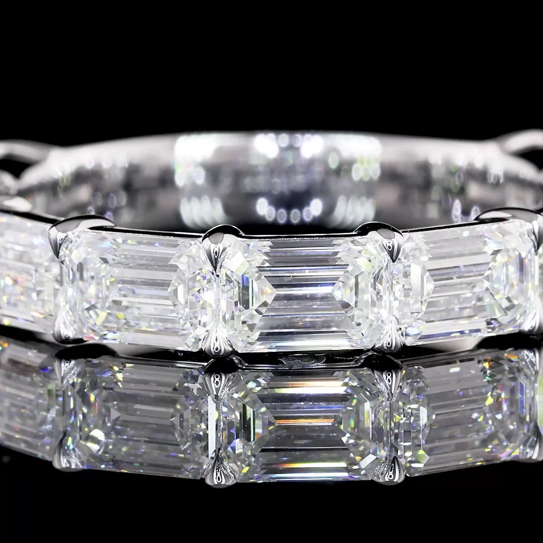 2.97 Cts 14k White Gold Emerald Shape Half Eternity Eternity Band - Image 2