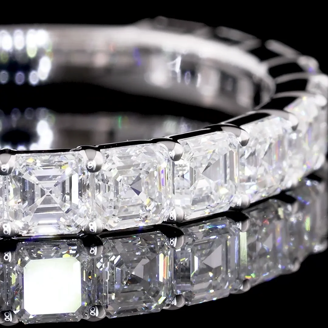 1.57 Cts 14k White Gold Asscher Shape 3/4 Band Eternity Band - Image 2