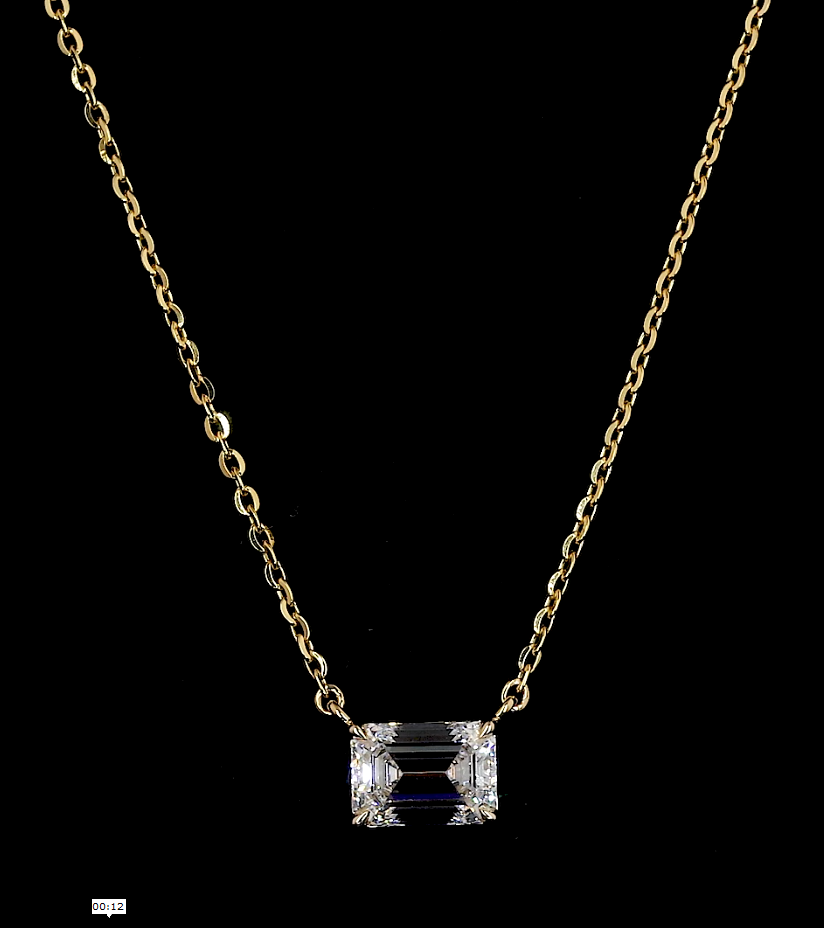 2.01 Cts 14k Yellow Gold Emerald Shape Solitaire Pendant - Video