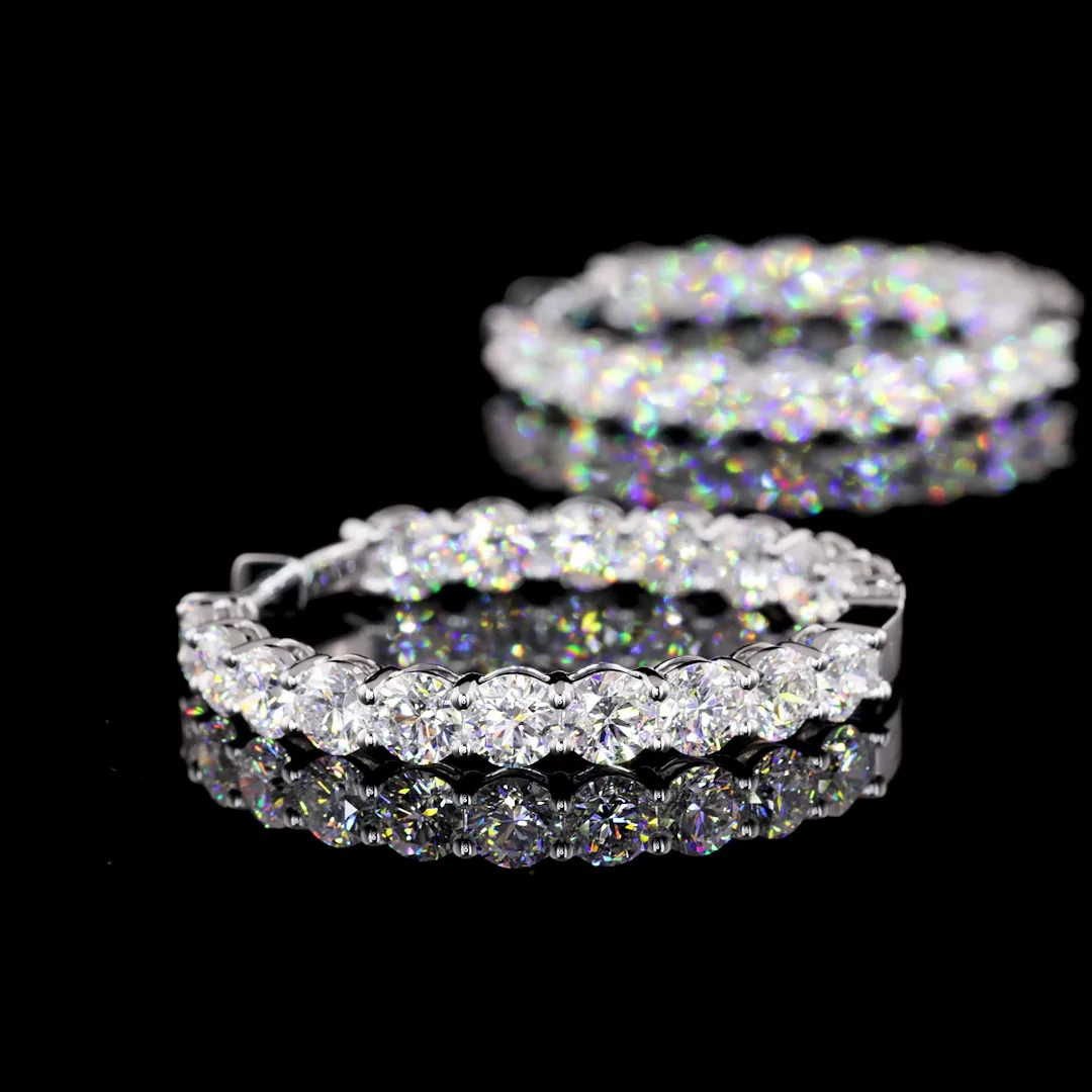 7.75 Cts 14k White Gold Round Shape Hoops Earring - Image 4