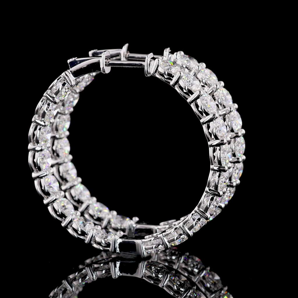 7.75 Cts 14k White Gold Round Shape Hoops Earring - Video