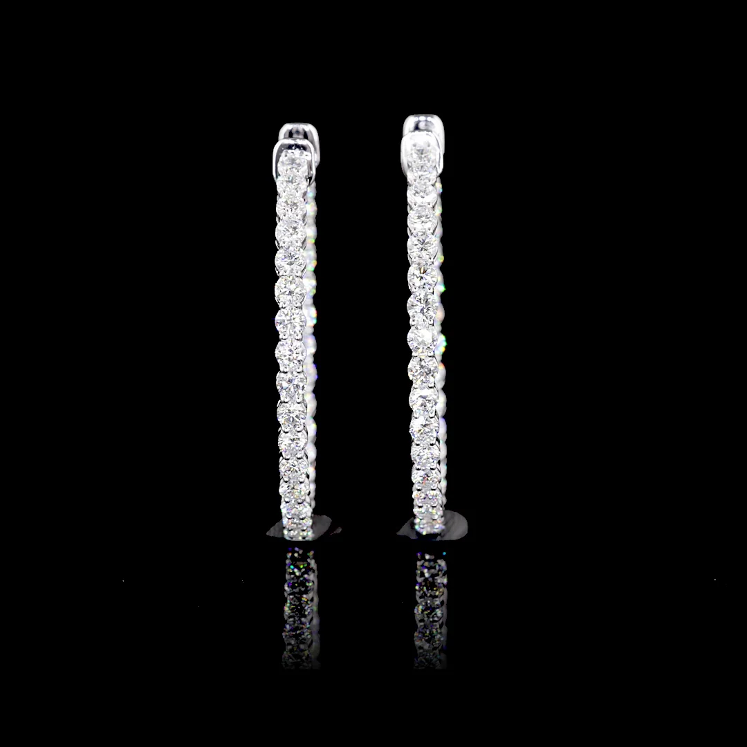 1.68 Cts 14k White Gold Round Shape Hoops Earring - Image 2