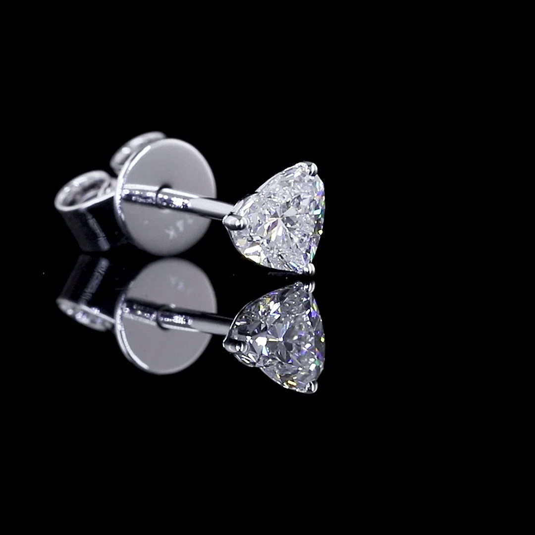 0.62 Cts 14k White Gold Heart Shape Studs Earring - Image 2